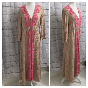 Free People Embroidered Fable Midi Dress Size Large
